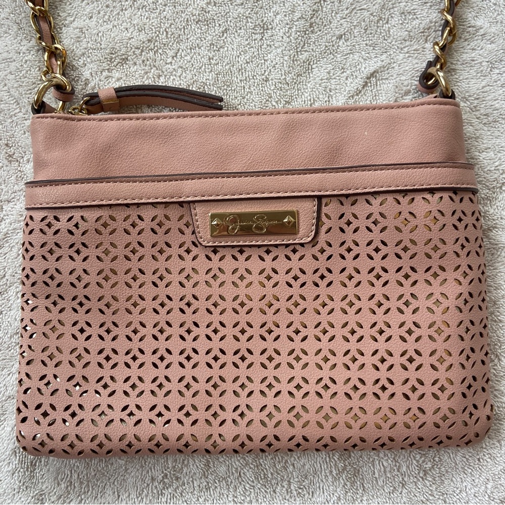Jessica Simpson Y2K Blush Pink and Gold Crossbody Purse/Clutch One Size